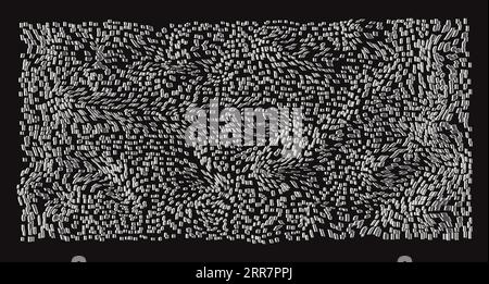 Abstrakter verzerrter Hintergrund Schwarz-weiß Risograph Ästhetische gebogene verdrehte Formen optische Illusion Domino-Effekt Vektor-Illustration isoliert Stock Vektor