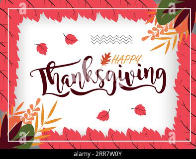 Appy Thanksgiving Day Background mit Schrift-Typographie. truthahn Vogel und Farben Thema Hintergrund und geometrische abstrakte Retro modern bunt Stock Vektor