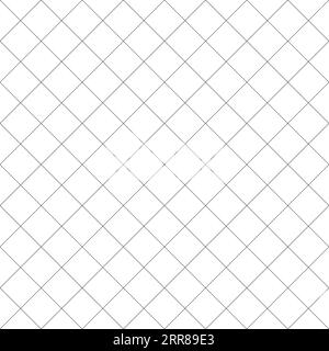 Nahtloses diagonales Kreuzlinienraster. Geometrische Rautenstruktur. Schwarzes diagonales Netz auf weißem Hintergrund. Minimalistisches gestepptes Material. Metallic Stock Vektor