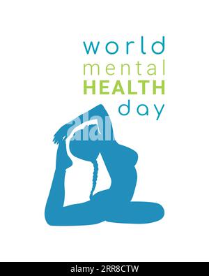 Illustration zum Weltgesundheitstag. Frauensilhouette in Yoga-Pose. Vektorillustration Stock Vektor