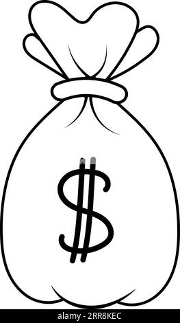Geknotete Cartoon-Tasche mit Geldbank-Symbol Stock Vektor