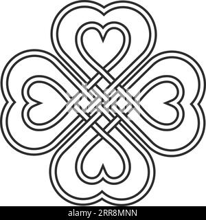 Keltischer Herzknoten in Form eines Kleeblattes Stock Vektor