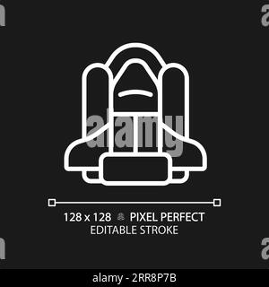 Space Shuttle Pixel perfektes weißes lineares Symbol für dunkles Design Stock Vektor