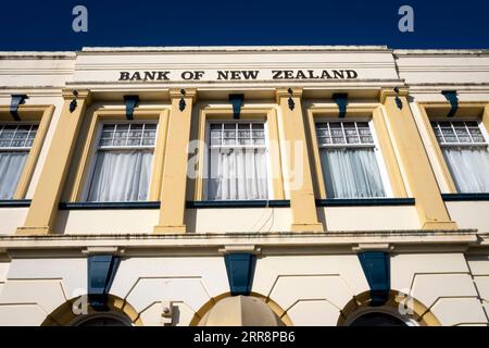 Bank of New Zealand Building, Shannon, Horowhenever, North Island, Neuseeland Stockfoto