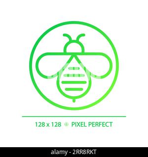 2D-Symbol für dünne, lineare Honigbienen mit grünem Farbverlauf Stock Vektor