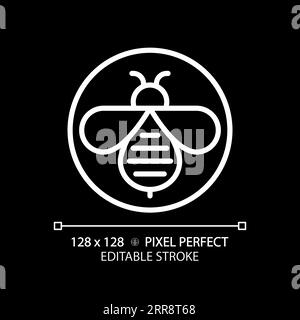 2D anpassbares schlankes, lineares, weißes Honigbienensymbol Stock Vektor