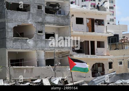 210522 -- GAZA, 22. Mai 2021 -- Foto vom 22. Mai 2021 zeigt das beschädigte Regierungsgebäude, das von israelischen Luftangriffen in Gaza-Stadt angegriffen wurde. Foto von /Xinhua MIDEAST-GAZA CITY-DESTROYED BUILDINGS RizekxAbdeljawad PUBLICATIONxNOTxINxCHN Stockfoto