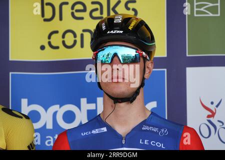 Felixstowe, Großbritannien. September 2023. Die fünfte Etappe der Tour of Britain beginnt und endet in Felixstowe. Olav Kooij, der auf Rekordniveau mit Jumbo Visma unterwegs ist, will fünf Etappensiege auf der Strecke erringen. Radio: Eastern Views/Alamy Live News Stockfoto