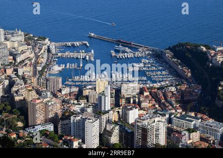 Monte Carlo, Monaco, 8. November 2019: Luftpanorama von Port Herkules und La Condamine. Quelle: Vuk Valcic / Alamy Stockfoto