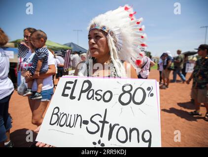 210621 -- PEKING, 21. Juni 2021 -- Foto aufgenommen am 7. August 2019 zeigt die indische Amerikanerin Priscilla Perez, die an einer Kundgebung für Waffenkontrolle und Anti-Rassismus in El Paso, Texas, USA teilnimmt. Xinhua-Schlagzeilen: Vier Menschenrechtstragien in den USA WangxYing PUBLICATIONxNOTxINxCHN Stockfoto