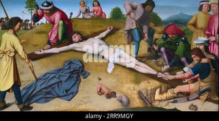 Gerard David – Christus nagelte an das Kreuz с1481 Stockfoto