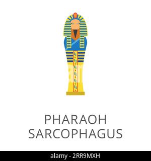 Sarkophag des ägyptischen Pharaos isoliert auf weiß Stock Vektor