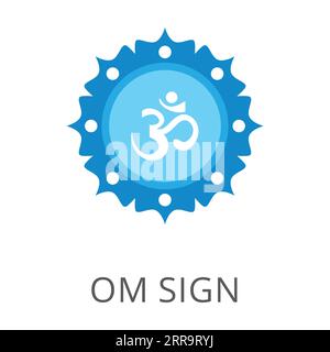 OM-Symbol in blauem Kreis flaches Vektorsymbol Stock Vektor