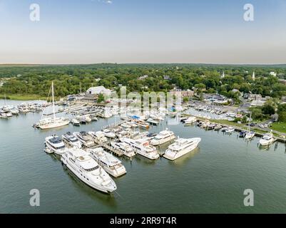 Luftaufnahme der Docks in sag Harbour, ny Stockfoto