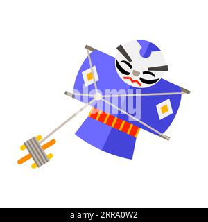 Japanischer Drache auf Schnur in Form von Samurai Stock Vektor