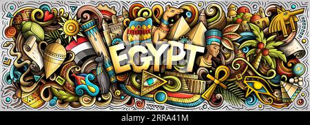 Vektor-Illustration mit ägyptischen Themendrachen. Lebendiges und auffälliges Bannerdesign, das die Essenz der ägyptischen Kultur und Traditionen einfängt Stock Vektor