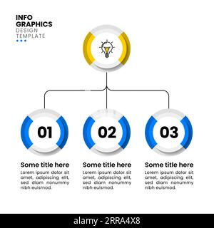 Infografikvorlage mit Symbol und 3 Optionen oder Schritten. Idee. Kann für Workflow-Layout, Diagramm, Banner und Webdesign verwendet werden. Vektorillustration Stock Vektor