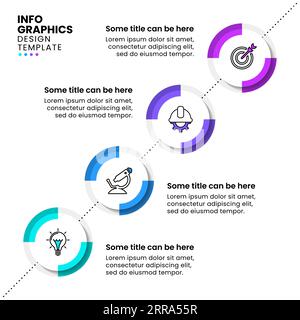 Infografik-Vorlage mit Symbolen und 4 Optionen oder Schritten. Diagonale Linie. Kann für Workflow-Layout, Diagramm, Banner, webdesign verwendet werden. Vektor-Illustration Stock Vektor