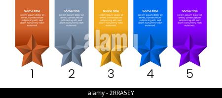 Infografik-Vorlage mit 5 Optionen oder Schritten. Stern. Kann für Workflow-Layout, Diagramm, Banner, webdesign verwendet werden. Vektorgrafik Stock Vektor