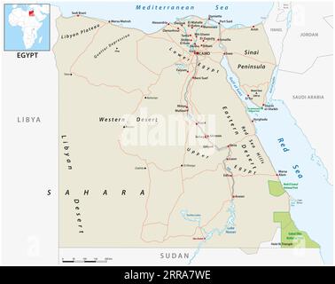 Vektor-Straßenkarte der Arabischen Republik Ägypten Stockfoto