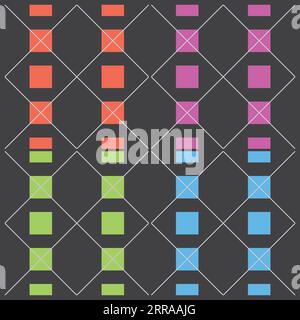 Vier nahtlose abstrakte Hintergründe mit farbenfrohem Quadrat-Muster Stock Vektor