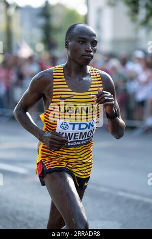 Andrew Rotich Kemoi aus Uganda nahm am 9. Tag der Leichtathletik-Weltmeisterschaften Budapest am 27. August 2023 am Männer-Marathon Teil. Foto von Stockfoto