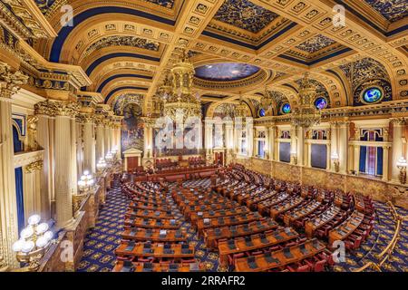 HARRISBURG, PENNSYLVANIA - 23. November 2016: Die Kammer des House Of Representatives in Pennsylvania State Capitol. Stockfoto