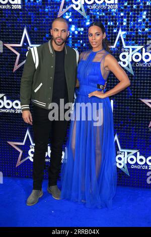 London, Großbritannien. März 2018. Marvin und Rochelle Humes nehmen an den Global Awards bei Eventim Apollo, Hammersmith in London Teil. (Foto: Fred Duval/SOPA Images/SIPA USA) Credit: SIPA USA/Alamy Live News Stockfoto