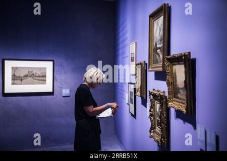 ASSEN - Vorschau der Ausstellung Reisen mit Vincent im Drents Museum. Es ist das erste Mal, dass die Werke aus der Drenthe-Zeit des Malers Vincent van Gogh zusammen mit Werken von Zeitgenossen und Quellen der Inspiration, wie Jacob van Ruisdael, Jean-Francois Millet und Anton Mauve, zusammen gesehen werden können. ANP SIESE VEENSTRA niederlande raus - belgien raus Stockfoto
