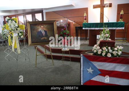 7. September 2021: 20210907, San Juan.Velorio del periodista Efrn Arroyo en la funeraria Ehret. Bild: El Nuevo Dia de Puerto Rico via ZUMA Presse Latino News - 7. September 2021 VanessaxSerraxDiaz PUBLICATIONxNOTxINxCHN END20210908000000006.jpg Stockfoto