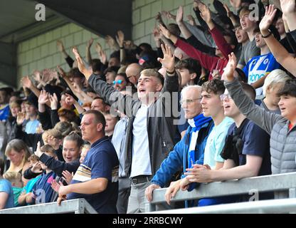 Chester, Cheshire, England, 28. August 2023. Chester in voller Stimme während des Chester Football Club V Farsley Celtic Football Club in der Vanarama National League North im Deva Stadium. (Bild: ©Cody Froggatt/Alamy Live News) Stockfoto