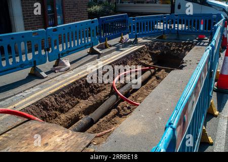 Maidenhead, Berkshire, Großbritannien. September 2023. Straßenbauarbeiten in Maidehead, Berkshire. Quelle: Maureen McLean/Alamy Live News Stockfoto