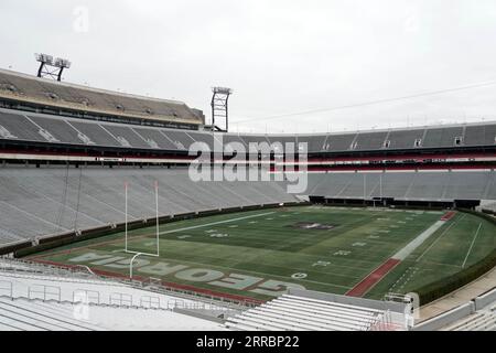 Ein allgemeiner Überblick über das Sanford Stadium an der Universität von Georgia, Sonntag, 29. Januar 2023, in Athen, Ga Das Stadion ist das Heimstadion der Georgia Bulldogs Football. Stockfoto