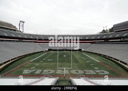 Ein allgemeiner Überblick über das Sanford Stadium an der Universität von Georgia, Sonntag, 29. Januar 2023, in Athen, Ga Das Stadion ist das Heimstadion der Georgia Bulldogs Football. Stockfoto