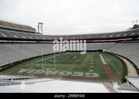 Ein allgemeiner Überblick über das Sanford Stadium an der Universität von Georgia, Sonntag, 29. Januar 2023, in Athen, Ga Das Stadion ist das Heimstadion der Georgia Bulldogs Football. Stockfoto