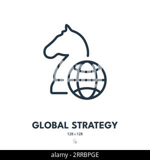 Symbol "Globale Strategie". International, Business, Worldwide. Bearbeitbare Kontur. Symbol „Einfacher Vektor“ Stock Vektor