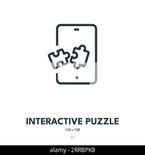Symbol Für Interaktives Puzzle. Puzzle, Lösen, Freizeit. Bearbeitbare Kontur. Symbol „Einfacher Vektor“ Stock Vektor