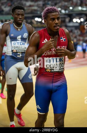 Alexander Ogando aus der Dominikanischen Republik nimmt am 7. Tag der Leichtathletik-Weltmeisterschaft Budapest am 25. August am 200-Meter-Finale der Männer Teil Stockfoto