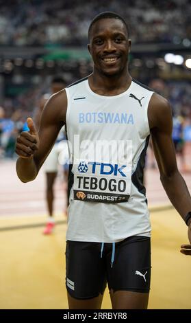 Letsile Tebogo aus Botswana nahm am 7. Tag der Leichtathletik-Weltmeisterschaft Budapest am 25. August 2023 am 200-Meter-Finale der Männer Teil. Foto von Stockfoto