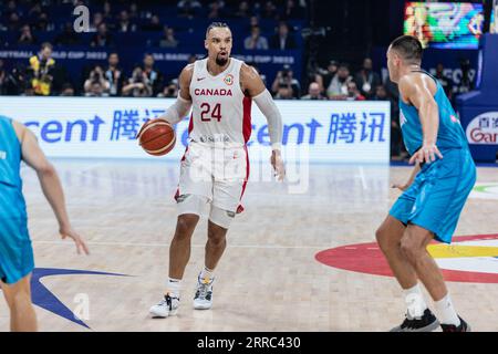 Manila, Philippinen. September 2023. Dillon Brooks of Canada wurde während des Viertelfinals der FIBA Basketball World Cup 2023 zwischen Slowenien und Kanada in der Mall of Asia Arena-Manila in Aktion gesehen. Endstand: Kanada 81:79 Slowenien. (Foto: Nicholas Muller/SOPA Images/SIPA USA) Credit: SIPA USA/Alamy Live News Stockfoto