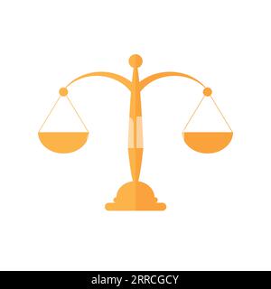 Symbol Waage of Justice. Ausgewogenheit der Gesetze. Vektorillustration isoliert auf weißem Hintergrund. Stock Vektor