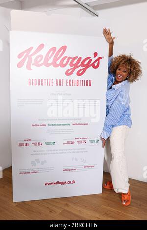 VERWENDEN SIE NUR Fleur East bei einer exklusiven Vorschauveranstaltung in London, um den Start von Kelloggs Reductive Art Exhibition A Story of Salt and Sugar zu feiern, die am 8. Und 9. September in Gallery@oxo für die Öffentlichkeit zugänglich ist. Bilddatum: Donnerstag, 7. September 2023. Stockfoto