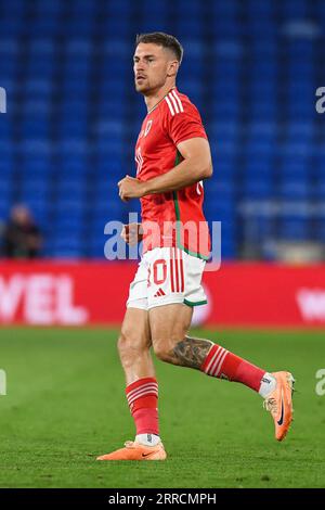 Aaron Ramsey aus Wales während des internationalen Freundschaftsspiels Wales gegen Korea Republic im Cardiff City Stadium, Cardiff, Großbritannien, 7. September 2023 (Foto: Mike Jones/News Images) Stockfoto