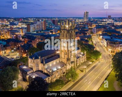 Leeds West Yorkshire University Stadtzentrum. Blick aus der Vogelperspektive auf das Stadtzentrum und die Skyline Stockfoto