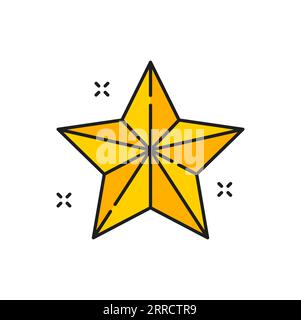 Leuchtender goldener Stern Weihnachten und Neujahr Symbol isoliert Symbol. Vektor traditioneller Gold-noel-Stern, Tannenbaumschmuck Stock Vektor