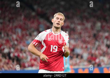 Parken, Kopenhagen, Dänemark. September 2023. Dänemark gegen San Marino, in Parken, Kopenhagen, Dänemark. Kim Price/CSM (Bild: © Kim Price/Cal Sport Media). Quelle: csm/Alamy Live News Stockfoto