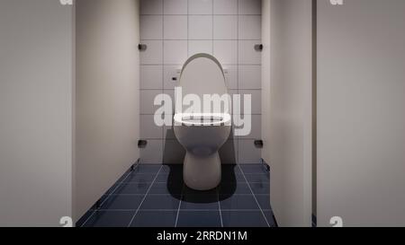 Hintergrund der Toilettenkabine der öffentlichen Toilette, 3D-Darstellung Stockfoto