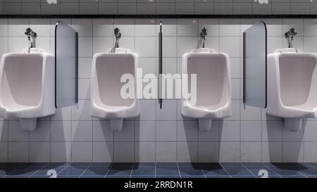 Urinalhintergrund der öffentlichen Toilette, 3D-Rendering Stockfoto