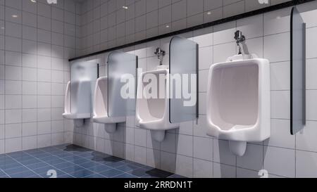 Urinalhintergrund der öffentlichen Toilette, 3D-Rendering Stockfoto