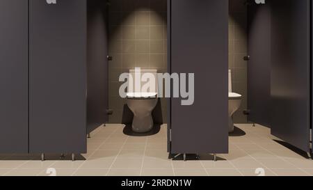 Hintergrund der Toilettenkabine der öffentlichen Toilette, 3D-Darstellung Stockfoto